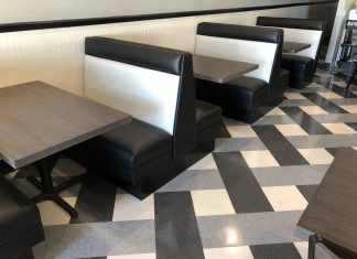 Experience comfortable dining with vinyl upholstery and head roll restaurant booths head roll restaurant booths